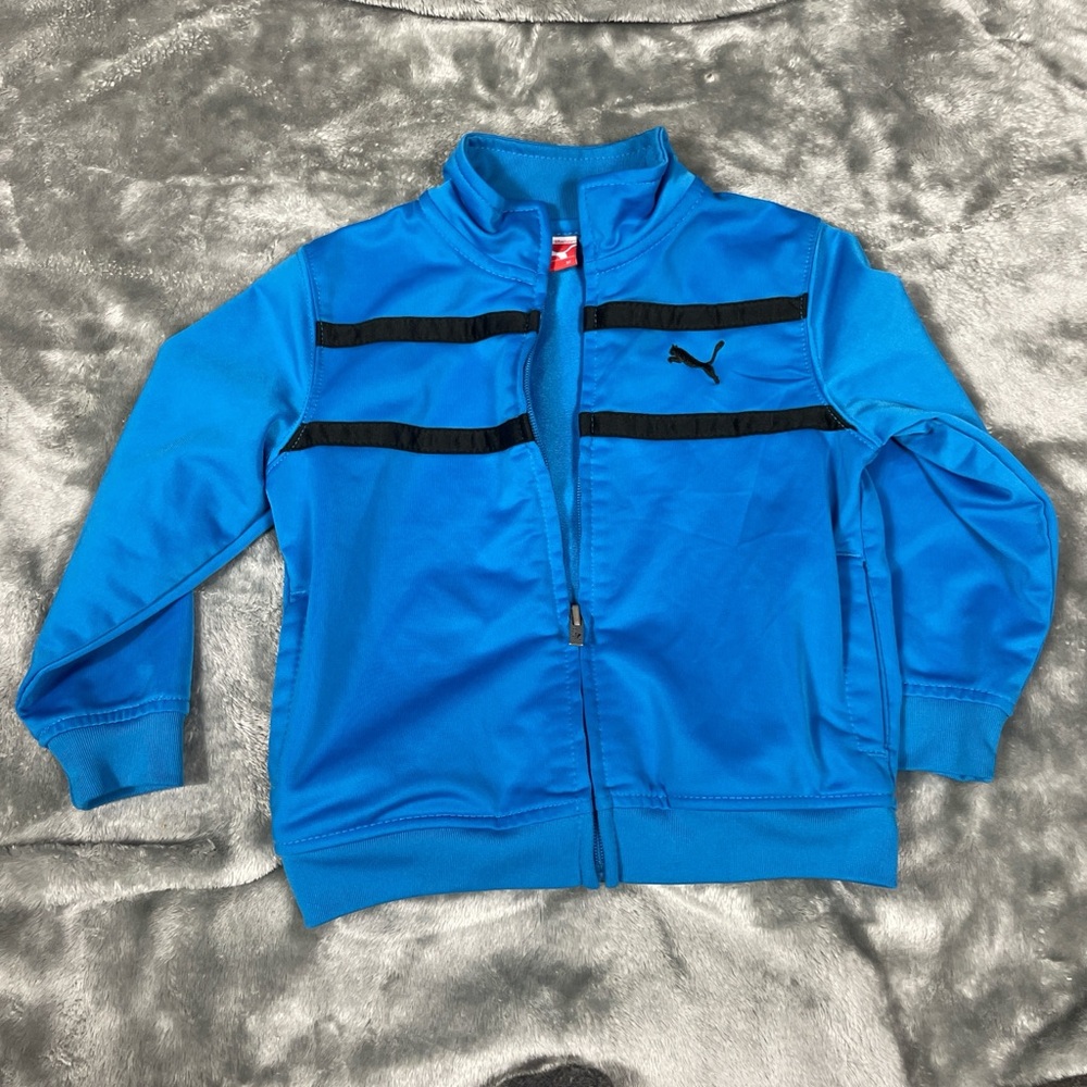 Puma Vibrant Blue Jacket with Black Stripes